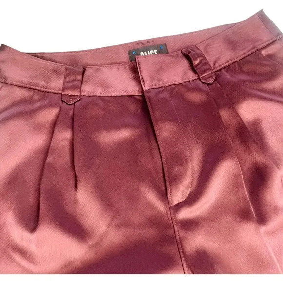 Paige Women's Maroon Kodie Crop Satin Trouser Pants - Picture 10 of 11